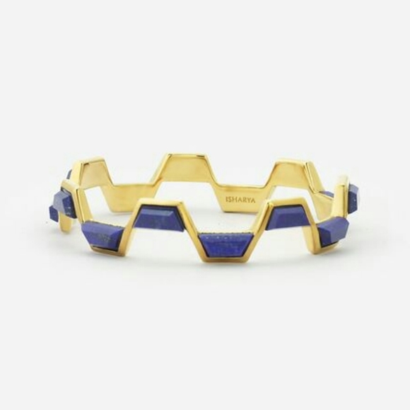 Isharya Abstract Mughal Blue Lapis & Gold Bracelet - Picture 9 of 10